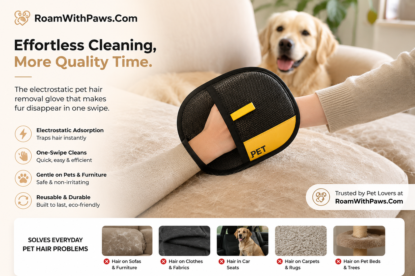 Roamwithpaws Pet Hair Remover Glove